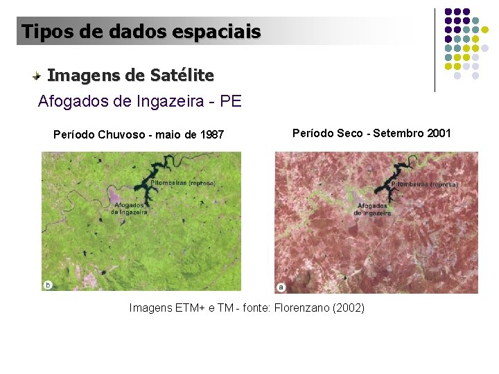 Tipos de dados espaciais Imagens de Satélite Afogados de Ingazeira - PE Período Chuvoso