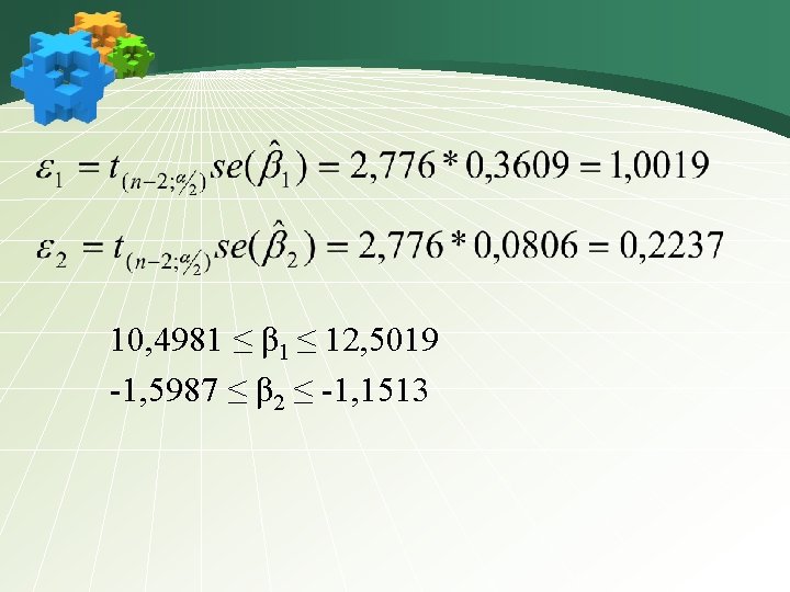 10, 4981 ≤ β 1 ≤ 12, 5019 -1, 5987 ≤ β 2 ≤