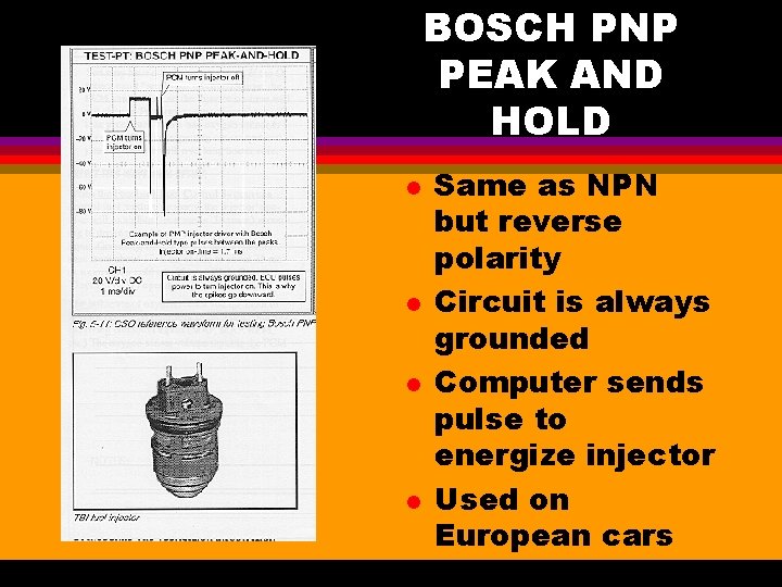 BOSCH PNP PEAK AND HOLD l l Same as NPN but reverse polarity Circuit