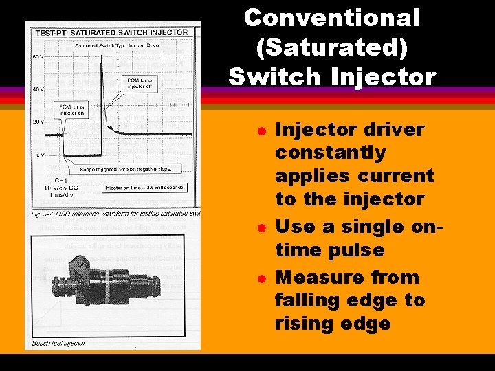 Conventional (Saturated) Switch Injector l l l Injector driver constantly applies current to the