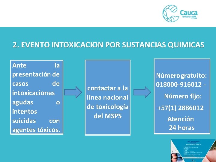 2. EVENTO INTOXICACION POR SUSTANCIAS QUIMICAS Ante la presentación de casos de intoxicaciones agudas