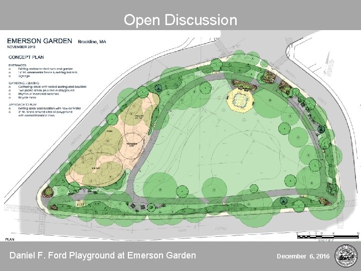 Open Discussion Daniel F. Ford Playground at Emerson Garden December 6, 2016 