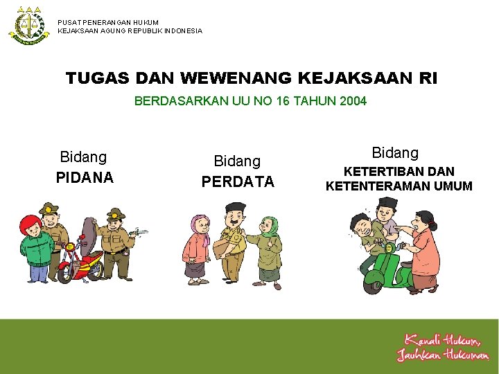 PUSAT PENERANGAN HUKUM KEJAKSAAN AGUNG REPUBLIK INDONESIA TUGAS DAN WEWENANG KEJAKSAAN RI BERDASARKAN UU