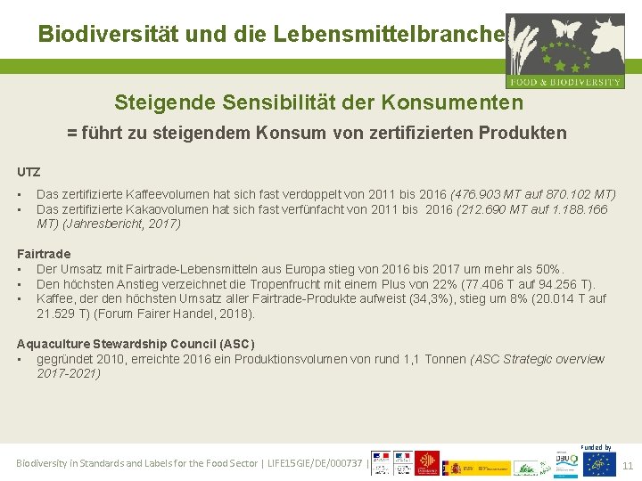 Biodiversität und die Lebensmittelbranche Steigende Sensibilität der Konsumenten = führt zu steigendem Konsum von