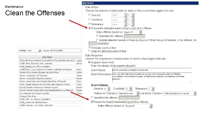 Maintenance Clean the Offenses 