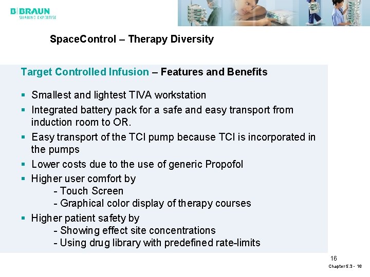 Space. Control – Therapy Diversity Target Controlled Infusion – Features and Benefits § Smallest