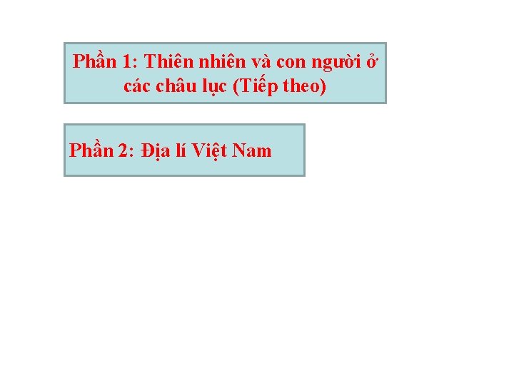 Phần 1: Thiên nhiên và con người ở các châu lục (Tiếp theo) Phần