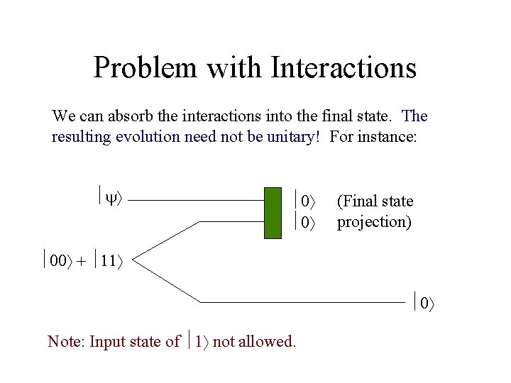 Problem with Interactions We can absorb the interactions into the final state. The resulting