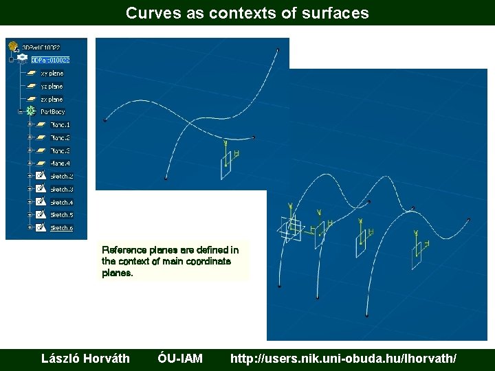 Curves as contexts of surfaces Reference planes are defined in the context of main