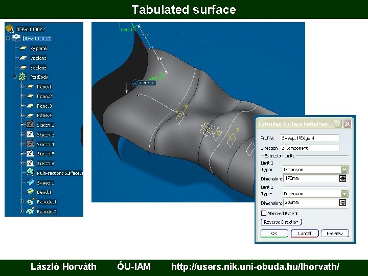 Tabulated surface László Horváth ÓU-IAM http: //users. nik. uni-obuda. hu/lhorvath/ 