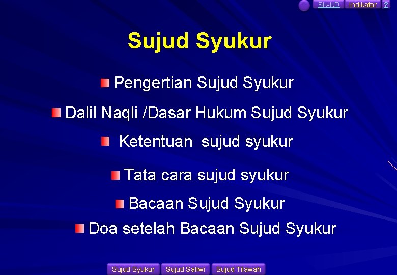 SK-KD Sujud Syukur Pengertian Sujud Syukur Dalil Naqli /Dasar Hukum Sujud Syukur Ketentuan sujud