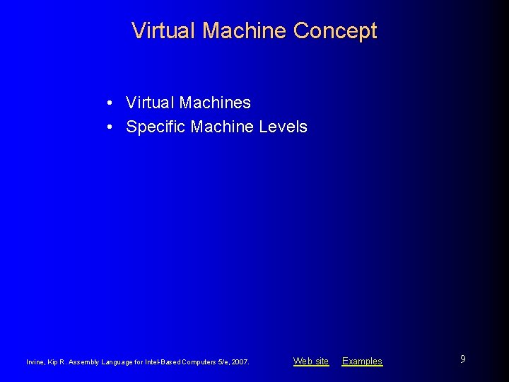 Virtual Machine Concept • Virtual Machines • Specific Machine Levels Irvine, Kip R. Assembly
