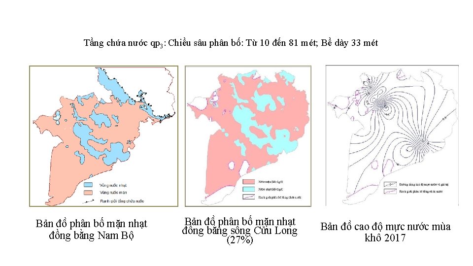 Tầng chứa nước qp 3: Chiều sâu phân bố: Từ 10 đến 81 mét;