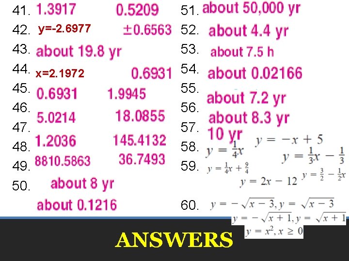 41. 42. y=-2. 6977 43. 44. x=2. 1972 45. 46. 47. 48. 49. 50. 41. 42. y=-2. 6977 43. 44. x=2. 1972 45. 46. 47. 48. 49. 50.