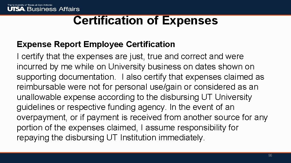 Certification of Expenses Expense Report Employee Certification I certify that the expenses are just,