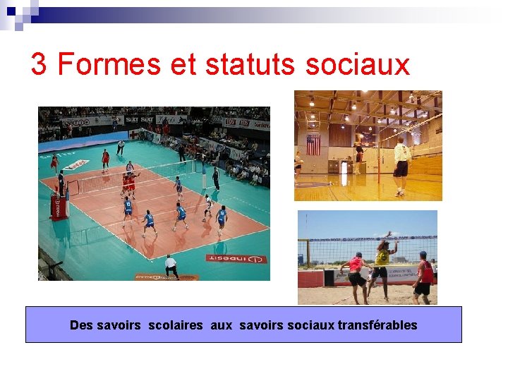 3 Formes et statuts sociaux Des savoirs scolaires aux savoirs sociaux transférables 