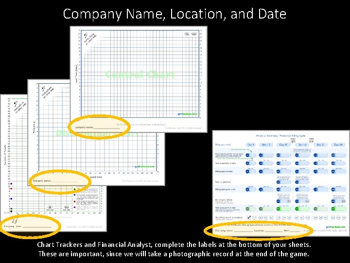 Company Name, Location, and Date Chart Trackers and Financial Analyst, complete the labels at