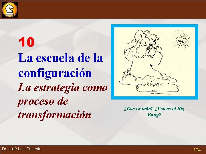 10 La escuela de la configuración La estrategia como proceso de transformación Dr. José