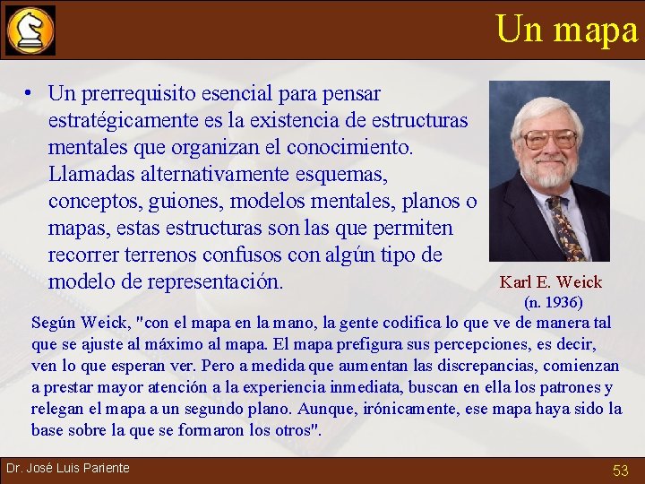 Un mapa • Un prerrequisito esencial para pensar estratégicamente es la existencia de estructuras