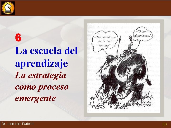 6 La escuela del aprendizaje La estrategia como proceso emergente Dr. José Luis Pariente