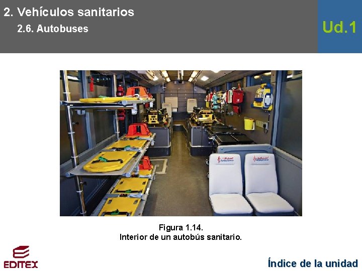 2. Vehículos sanitarios 2. 6. Autobuses Ud. 1 Figura 1. 14. Interior de un