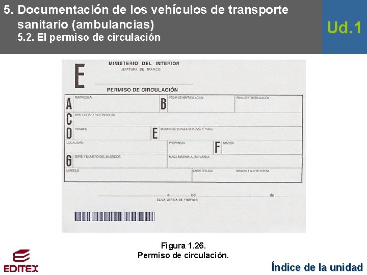 5. Documentación de los vehículos de transporte sanitario (ambulancias) 5. 2. El permiso de