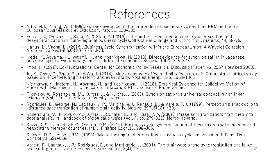 References • Artis, M. J. , Zhang, W. , (1999). Further evidence on the