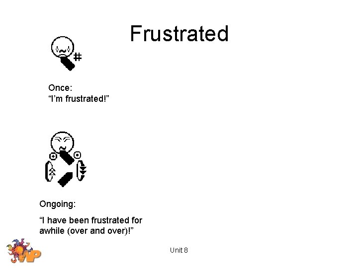 Frustrated Once: “I’m frustrated!” Ongoing: “I have been frustrated for awhile (over and over)!”