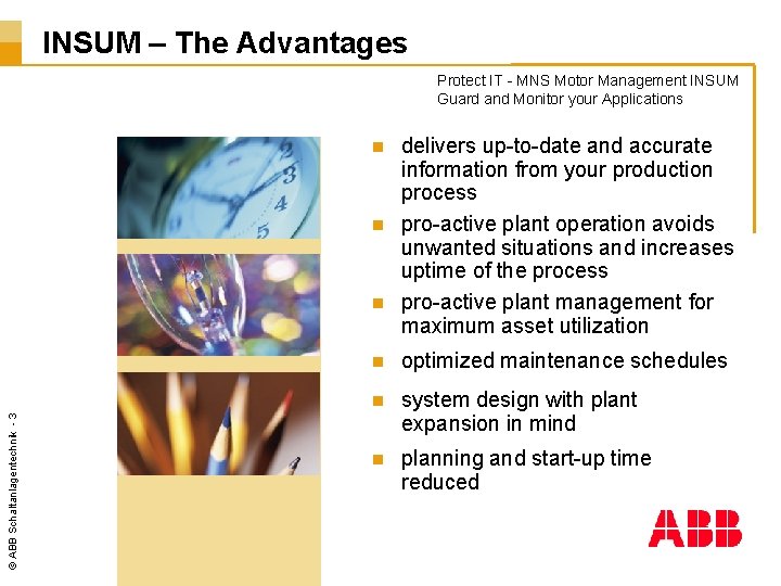 INSUM – The Advantages Protect IT - MNS Motor Management INSUM Guard and Monitor