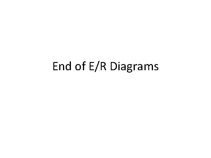 End of E/R Diagrams 