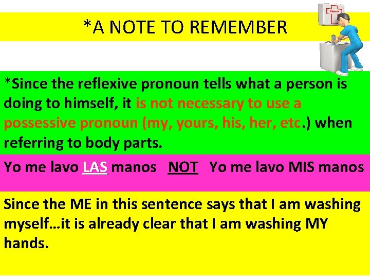 *A NOTE TO REMEMBER *Since the reflexive pronoun tells what a person is doing