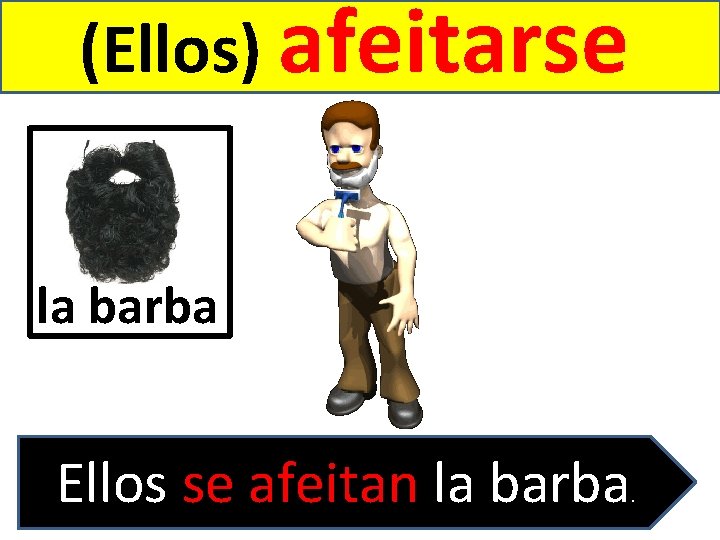 (Ellos) afeitarse la barba Ellos se afeitan la barba . 