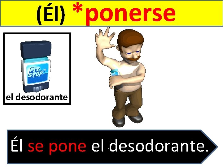 (Él) *ponerse el desodorante Él se pone el desodorante. . 