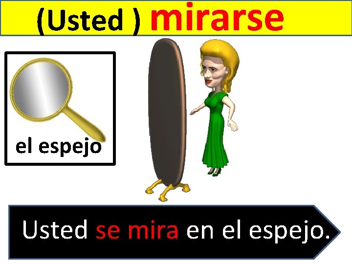 (Usted ) mirarse el espejo Usted se mira en el espejo. . 