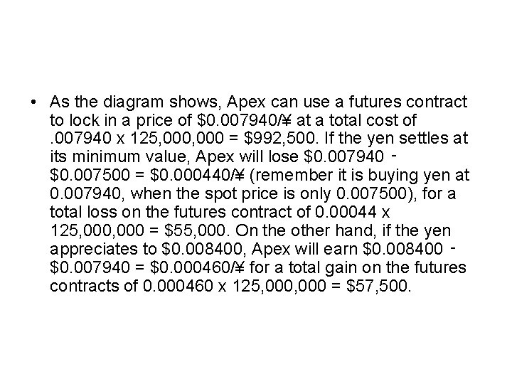  • As the diagram shows, Apex can use a futures contract to lock