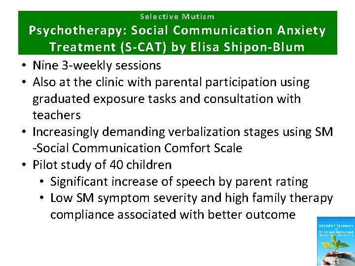 Selective Mutism Psychotherapy: Social Communication Anxiety Treatment (S-CAT) by Elisa Shipon-Blum • Nine 3