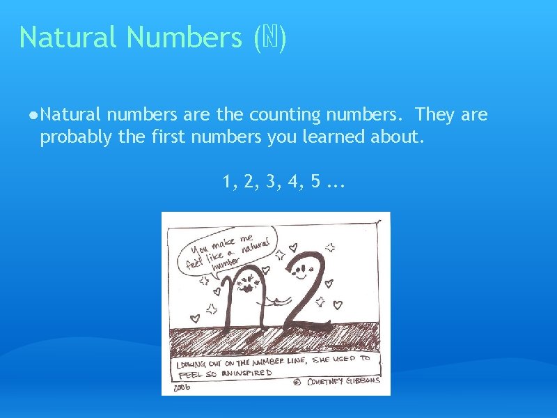 Natural Numbers (ℕ) ● Natural numbers are the counting numbers. They are probably the