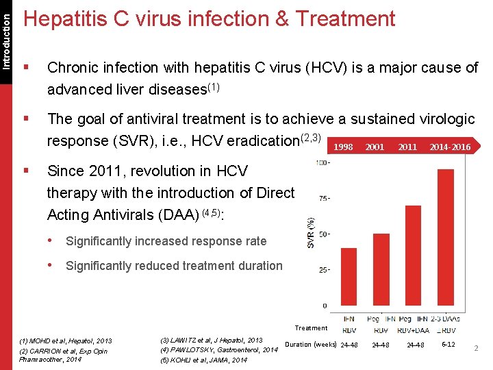 Introduction Hepatitis C virus infection & Treatment § Chronic infection with hepatitis C virus