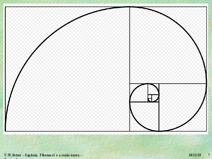 V. W. Setzer – Espirais, Fibonacci e a razão áurea -- 10/11/19 7 