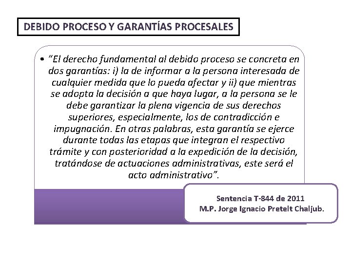 DEBIDO PROCESO Y GARANTÍAS PROCESALES • “El derecho fundamental al debido proceso se concreta