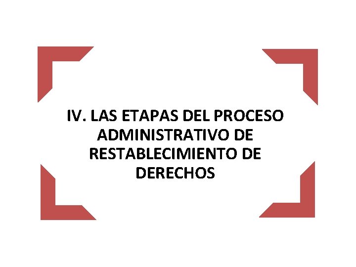 IV. LAS ETAPAS DEL PROCESO ADMINISTRATIVO DE RESTABLECIMIENTO DE DERECHOS 