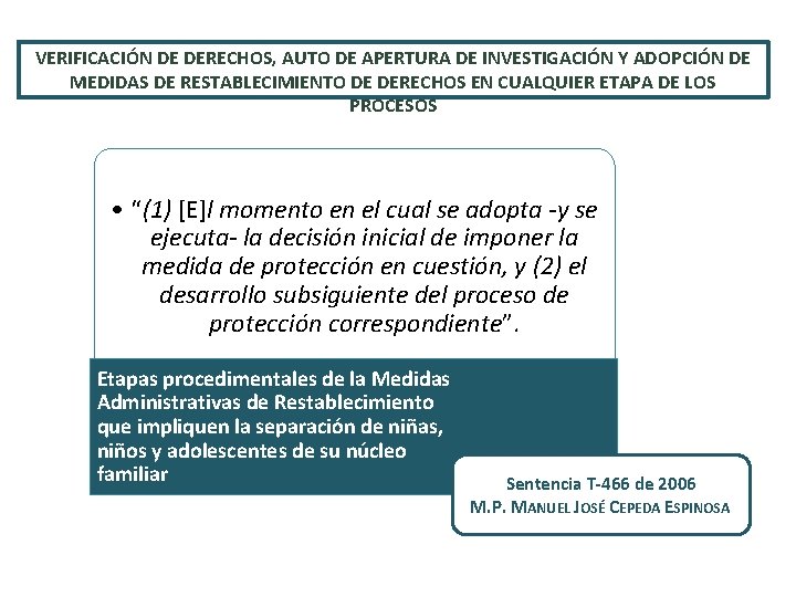 VERIFICACIÓN DE DERECHOS, AUTO DE APERTURA DE INVESTIGACIÓN Y ADOPCIÓN DE MEDIDAS DE RESTABLECIMIENTO