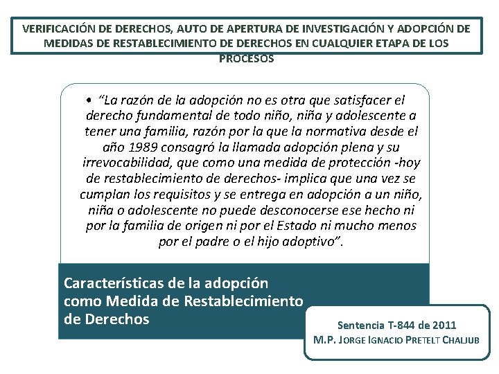 VERIFICACIÓN DE DERECHOS, AUTO DE APERTURA DE INVESTIGACIÓN Y ADOPCIÓN DE MEDIDAS DE RESTABLECIMIENTO