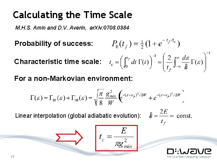 Calculating the Time Scale M. H. S. Amin and D. V. Averin, ar. Xiv: