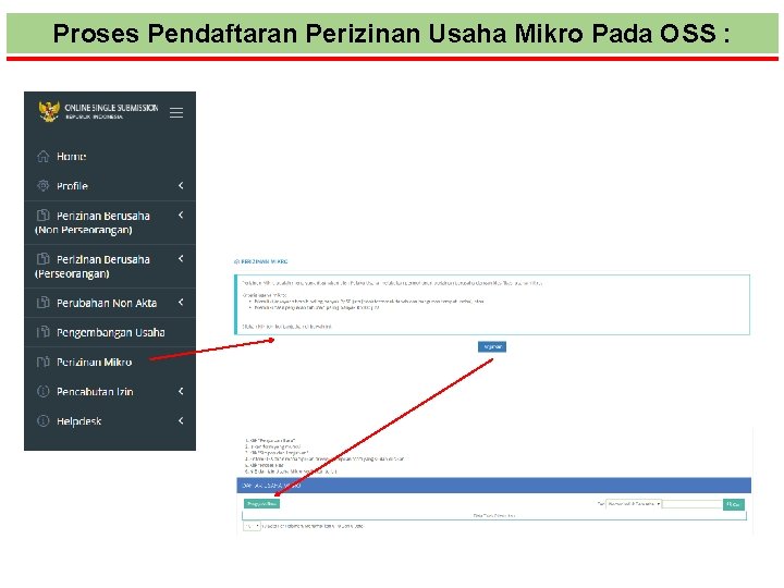 Proses Pendaftaran Perizinan Usaha Mikro Pada OSS : 