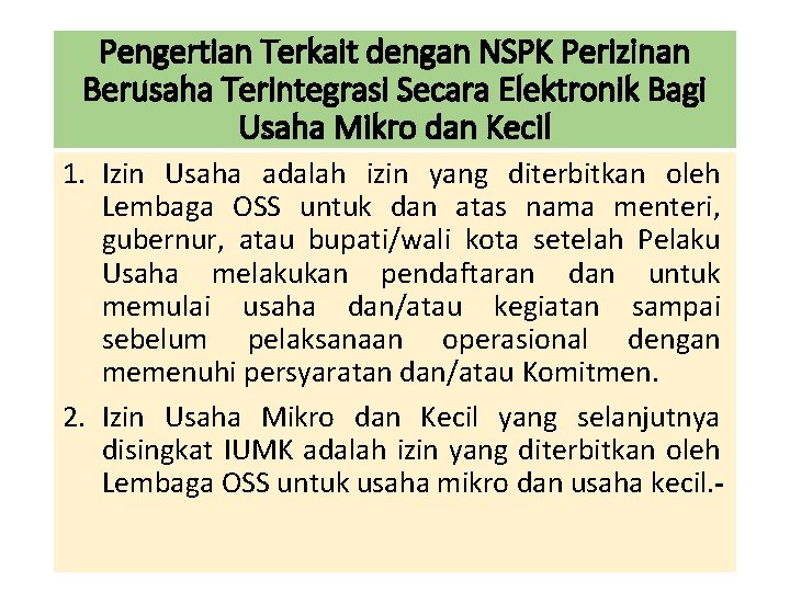 Pengertian Terkait dengan NSPK Perizinan Berusaha Terintegrasi Secara Elektronik Bagi Usaha Mikro dan Kecil