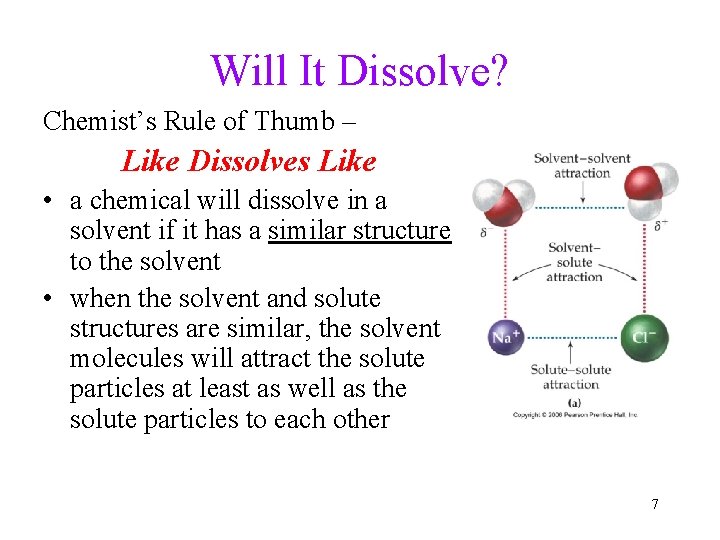 Will It Dissolve? Chemist’s Rule of Thumb – Like Dissolves Like • a chemical