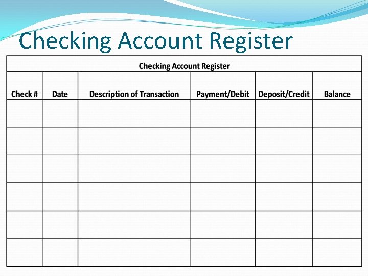 Checking Account Register 