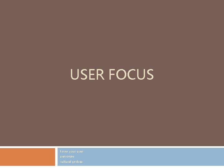 USER FOCUS know your user personae cultural probes USER FOCUS know your user personae cultural probes