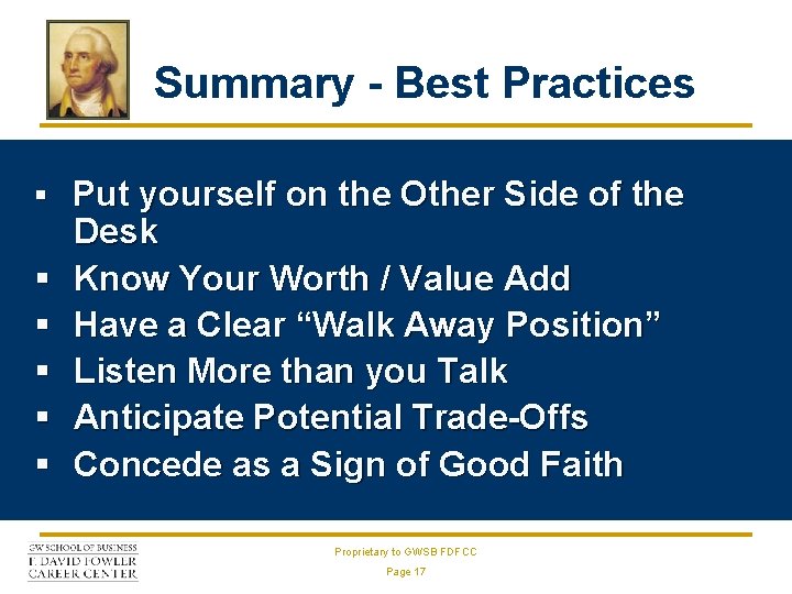 Summary - Best Practices § Put yourself on the Other Side of the §